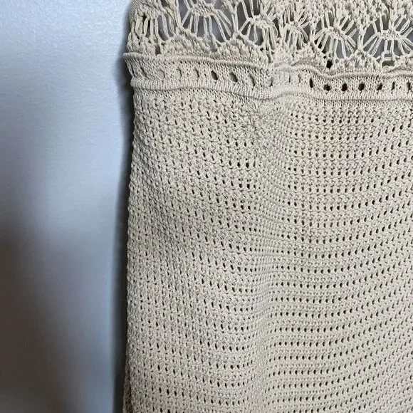 SIGNIFICANT OTHER Abby Dress Women 10 Crochet Maxi Cross Open Back Tan - Picture 6 of 16